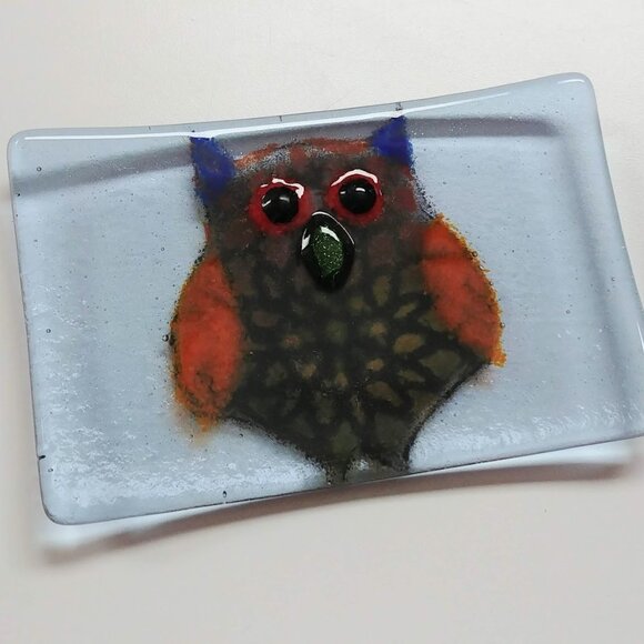 Handmade Fused Glass Owl Dish - Picture 1 of 7